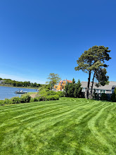 Striped waterfront lawn